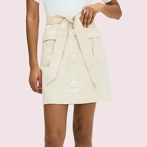 Kate Spade luxe cream button/tie twill skirt